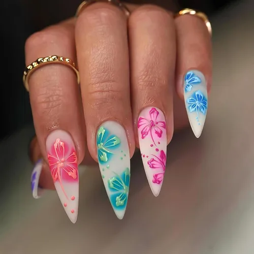Vista 9 de Uñas postizas largas a presión con forma de almendra, uñas postizas acrílicas de color sólido con diseño de espejo de lujo, uñas artificiales
