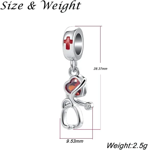 Vista 3 de NanMuc Nurse Graduation Gifts Heart Nurse Stethoscope Charm Bead Compatible with Pandora Charms Bracelets for Doctor Medical Student Women