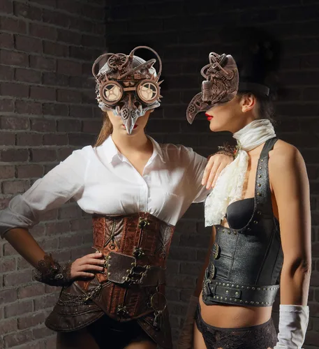Vista 6 de Steampunk Bird Beak Half Mask Robot Goggle Costume - Bronce