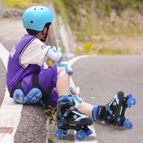 Vista 6 de Patines de ruedas para niños y niñas con ruedas iluminadas Zapatos de patines de tamaño ajustable para jóvenes y mujeres de 5 a 8 años y 8 a 12