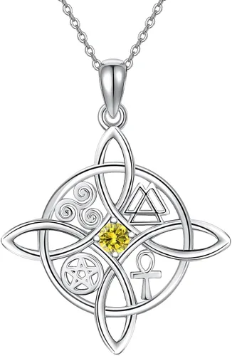 Vista 64 de YAFEINI Collar con dije de nudo de bruja de plata de ley, amuleto de bruja de cruz celta, regalo para mujer