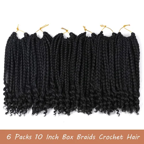 Vista 3 de Paquete de 6 trenzas de ganchillo con extremos rizados, trenzas de ganchillo de 10 pulgadas, trenzas bohemias de ganchillo para mujeres negras