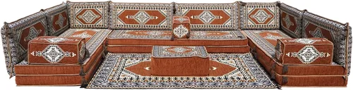Vista 37 de arabicsofa Cojines de piso árabe en forma de U – Sofá tradicional Majlis con sofá otomano
