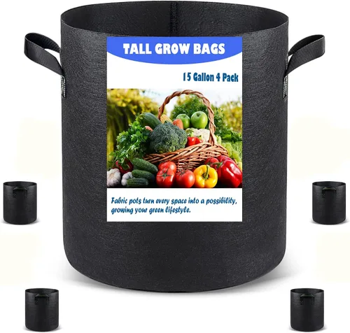 Vista 14 de Paquete de 5 bolsas de cultivo de 3 galones, macetas de cultivo de plantas de tela no tejida de alta resistencia para verduras Heavy Duty