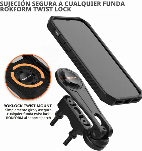 Vista 7 de Rokform Soporte de teléfono para percha de motocicleta, aluminio (negro)