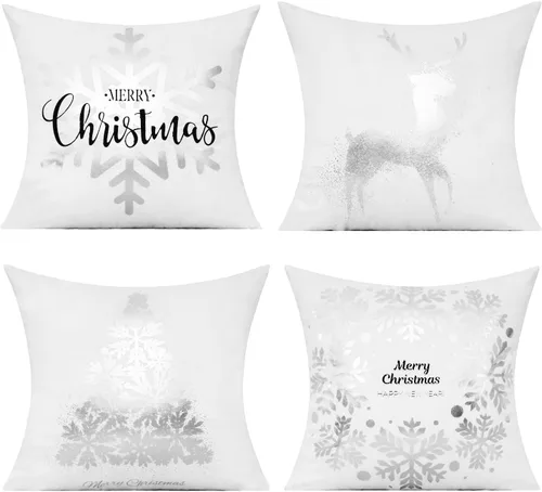 Vista 17 de All Smiles Fundas de Almohadas Decorativas Negras de Navidad Doradas Fundas de Navidad Decoraciones 12X20 Juego de 2 Decoración Interior Hogar