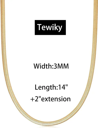 Vista 5 de Tewiky Collar de espiga para mujer delicado collar de cadena de serpiente de oro de 14 quilates collar de cadena de serpiente de oro en capas doble