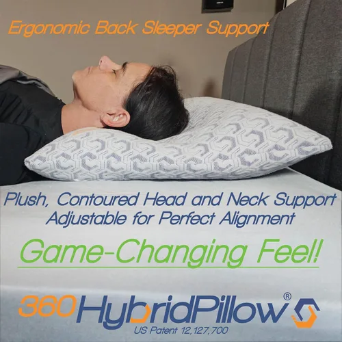 Vista 8 de 360 Hybrid Pillow® – Almohada Cervical para Alivio del Dolor Ergonómica y Ajustable para Dormir de Espalda, de Lado, de Barriga, Rollo de Cuello