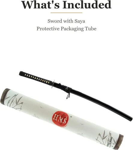 Vista 7 de HMS Samurai Katana Sword, Functional, Hand Forged, 1045 Carbon Steel, Heat Tempered, Full Tang, Sharp