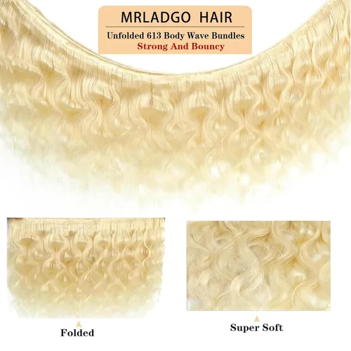 Vista 4 de 613 paquetes de cabello humano rubio de 12 pulgadas, 100% sin procesar, grado 12A, cabello humano virgen brasileño, 1 manojos de extensiones