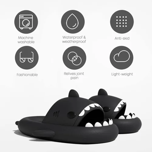 Vista 8 de Dazzle fairy Pantuflas unisex de tiburón con aleta dorsal extra Pantuflas unisex para interiores y exteriores acolchadas con suela gruesa