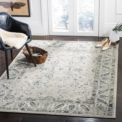 Vista 3 de SAFAVIEH Colección Charleston Alfombra de Acento - 2 pies x 5 pies, Gris & Gris Oscuro, Diseño Oriental con Efecto Desgastado, No Desprende Pelusa