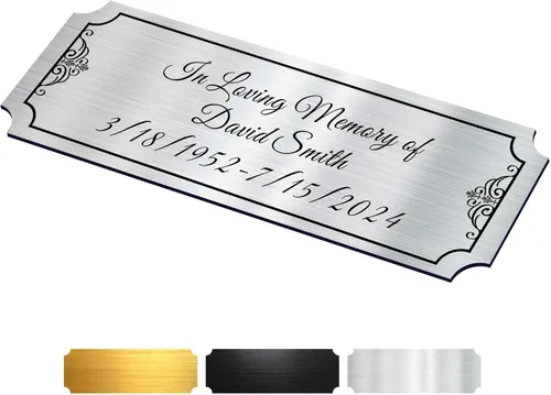 Vista 17 de Placas de Nombre Grabadas 1" x 3" Placa de Nombre para Urna Grabada Placas de Trofeo Placas de Nombre para Urnas Placas de Latón Grabadas