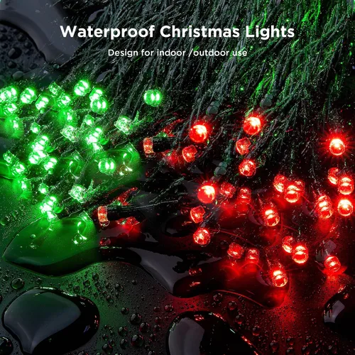 Vista 4 de BlcTec Luces de Navidad para interiores y exteriores, 300 luces LED de 108 pies con certificación UL para árbol de Navidad con 8 modos