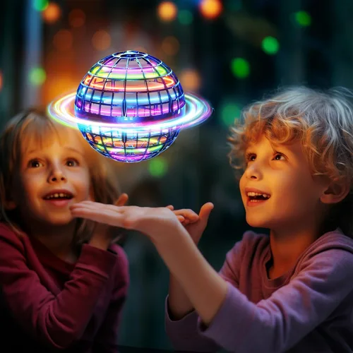 Vista 2 de Ivtivfu Bola de orbe voladora (azul, 2026 actualizada) con luces deslumbrantes, spinner mágico flotante, dron boomerang genial, globo cósmico