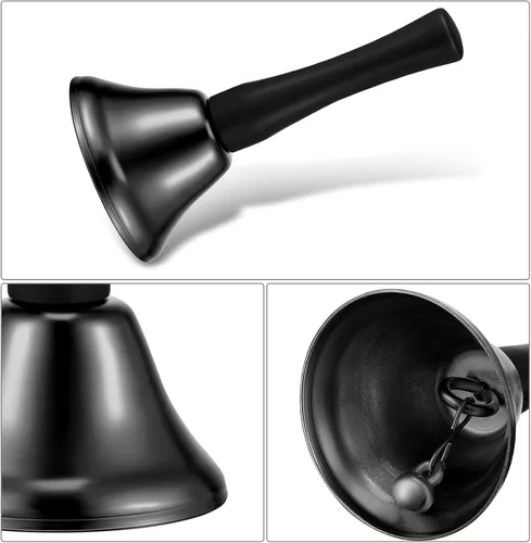Vista 7 de Boao 24 campanas de mano de acero para servicio de acero con mango de madera negra, campanas de metal diatónico, percusión musical (negro)