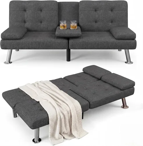 Vista 11 de Flamaker - Sofá cama tipo futón convertible de pana