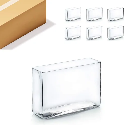Vista 19 de WGV - Jarrón rectangular alto de bloque, ancho de 2 pulgadas, largo de 8 pulgadas, altura de 10 pulgadas, recipiente floral de vidrio transparente
