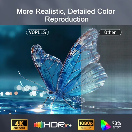 Vista 4 de Voplls Proyector ANSI 4K 4700 con audio Dolby de 60 W y enfoque automático Actualizar gris