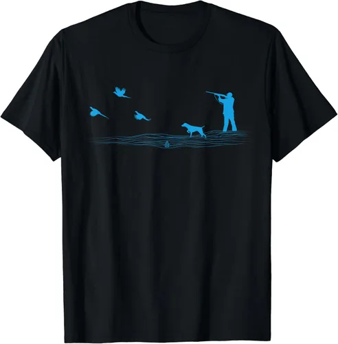 Vista 2 de Camiseta de caza de perros con diseño de faisán volador para hombre, Negro, S
