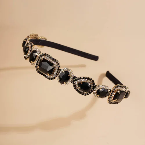 Vista 6 de Wiwpar Diadema de diamantes de imitación - Negro, 5.5*5.1 in - Accesorio para el cabello de mujer