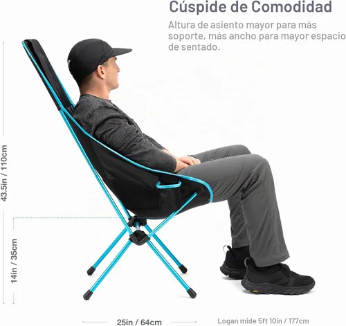 Vista 3 de Helinox Silla de campamento plegable con respaldo alto Savanna