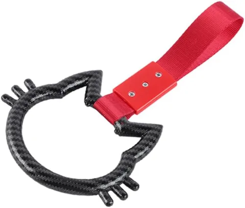 Vista 11 de Q1-TECH, Anillo JDM Tsurikawa japonés para metro, tren, autobús, correa de mano KITTY Cat para parachoques delantero y trasero, anillos