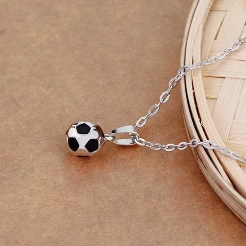 Vista 5 de Cadena de eslabones de fútbol de moda, collar con dije de oro de color dorado, joyería de bola deportiva para hombres y niños, collar colgante