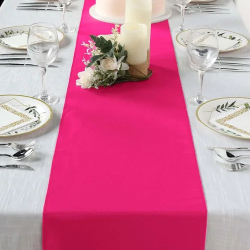 Vista 22 de Efavormart - Camino de mesa de poliéster de alta calidad azul claro para bodas, fiestas de cumpleaños, banquetes, decoración, ajuste rectangular