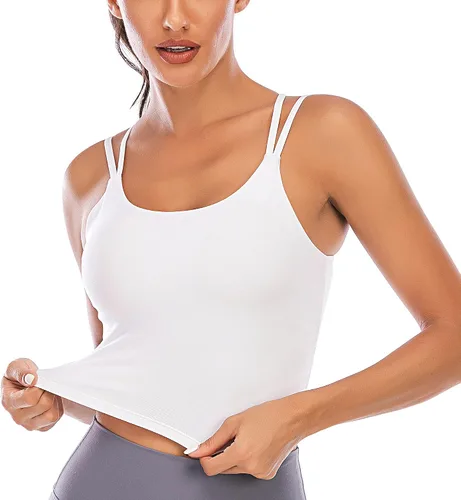 Vista 2 de Vorcy Brasier deportivo con relleno para mujer, camiseta corta con brasier integrado
