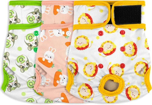 Vista 21 de Pañales para perras hembra, pañales reutilizables para perritos en celo, altamente absorbentes para la incontinencia de mascotas, con broches