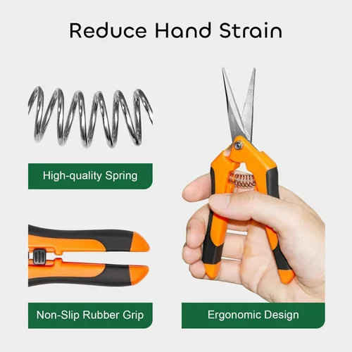 Vista 5 de GROWNEER 1 paquete de tijeras de podar de 6.5 pulgadas, tijeras de podar de mano para jardinería, tijeras de jardinería con cuchillas rectas
