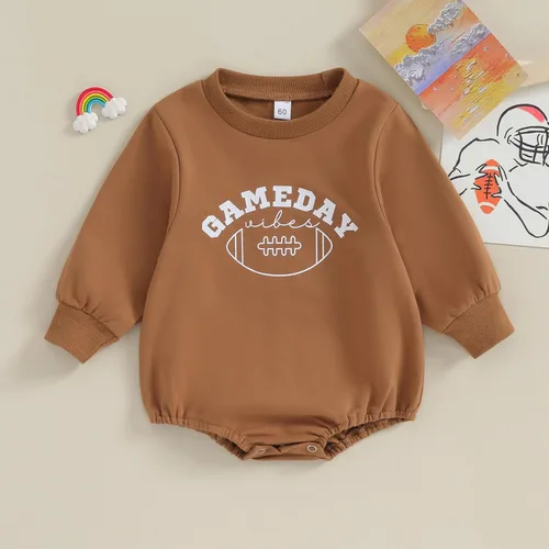 Vista 3 de MERSARIPHY Sudadera de fútbol para bebé, traje de manga larga con letras divertidas, ropa de otoño e invierno