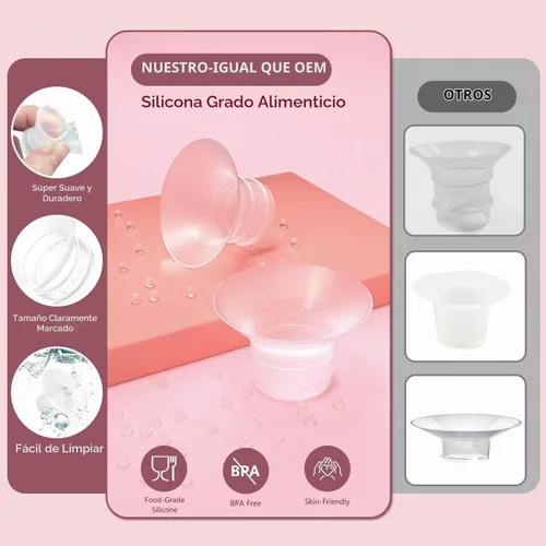 Vista 4 de 4 piezas de insertos de brida de 0.51 pulgadas compatibles con Momcozy M9/M6/M5/V1 Pro/V2 Pro/S12 Pro/S9 Pro, para piezas de repuesto de extractor