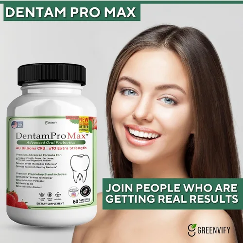 Vista 4 de DentamPro Max para la salud de las encías y los dientes y el aliento fresco, 40 mil millones de UFC Probióticos orales avanzados para el mal aliento