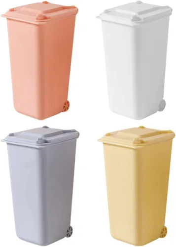 Vista 9 de GANAZONO Mini basurero de escritorio con tapa, organizador pequeño para bolígrafos, almacenamiento compacto de mesa, 6.29 x 3.93 x 2.55 pulgadas
