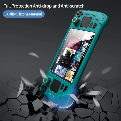 Vista 5 de IINE Steam Deck Protective Case 9 in 1 Full ProtectionSoft Silicone Material Shockproof CaseWhite