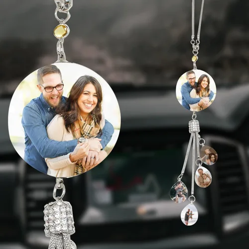 Vista 13 de AIFLM Adornos Personalizados de Foto de Cristal para Colgar en Coche Adornos Personalizados Estéticos para Espejo Adornos Personalizados