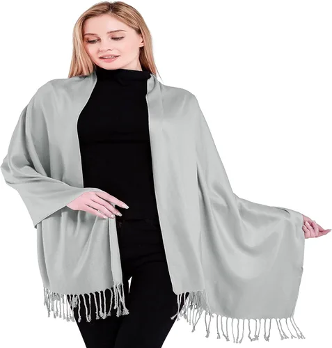 Vista 20 de CJ Apparel Solid Color Tassels Design Nepalese Shawl Seconds Scarf Wrap Stole Throw Head Wrap Pashmina Hand Made in Nepal Amarillo ámbar