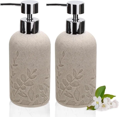 Vista 12 de 1 dispensador de jabón de manos, dispensador de jabón líquido de resina texturizada de arenisca para encimera de baño, dispensador de jabón