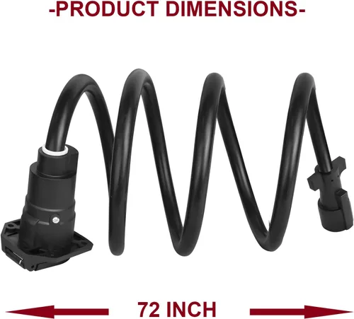 Vista 5 de Voilamart Cable de extensión de remolque de 7 vías, 8 pies, cable de cableado de enchufe de remolque de 7 pines con conector de doble clavija