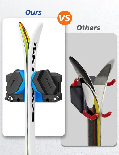 Vista 5 de Estante de pared para esquís y snowboard, soporte de pared para esquís y soporte de pared para esquís que ahorra espacio en el garaje, organizador