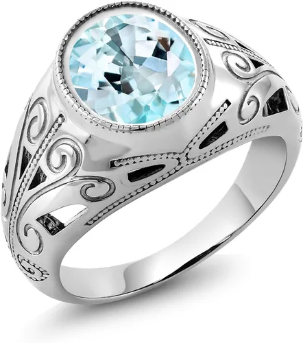 Vista 7 de Gem Stone King Anillo de piedra natal ovalada para hombre 925 plata esterlina Oval 12X10MM Disponible en tallas 7, 8, 9, 10, 11, 12, 13 Púrpura