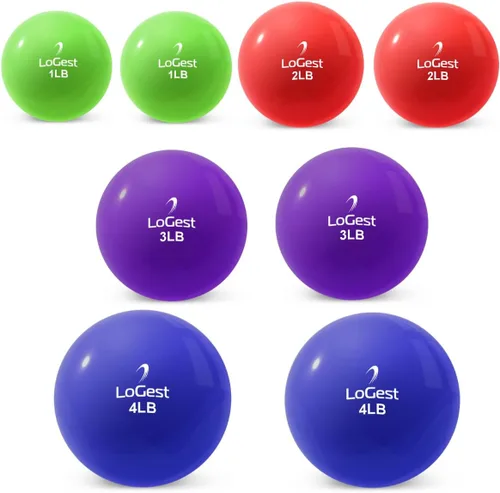 Vista 5 de Logest Par de pelotas de ejercicio de tonificación ponderada, bola medicinal de forma redonda, 1 libra, 2 libras, 3 libras, 4 libras, 5 libras, 6
