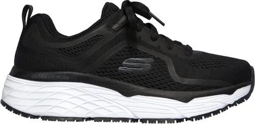 Vista 2 de Skechers Work Banham, para mujer, negroblanco, puntera suave, baja atlética