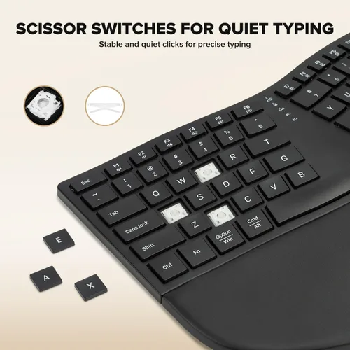 Vista 6 de DELUX Teclado inalámbrico ergonómico, teclado Ergo dividido ultrafino (GM909)