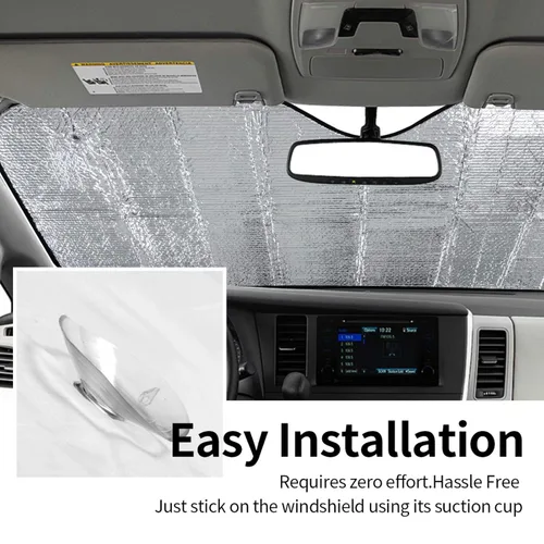 Vista 4 de Parasol para parabrisas de automóvil con diseño de pareja de cerdos, bloques de protección solar plegable para mascotas, protección solar contra