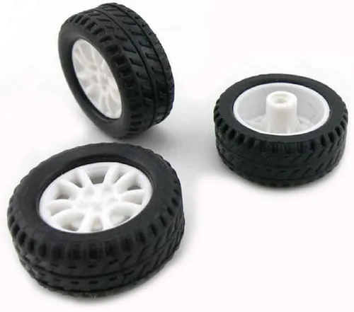 Vista 3 de Ruedas de coche de juguete de 0.787 in neumático de goma para eje de 0.079 in DIY modelo accesorios