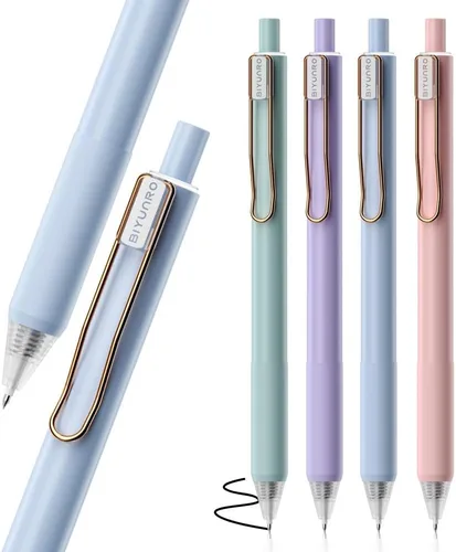 Vista 12 de Bolígrafos de gel - Tinta negra 4 piezas 0.5 mm de punta fina, pluma de escritura suave, suministros para oficina, escuela y diario (negro)