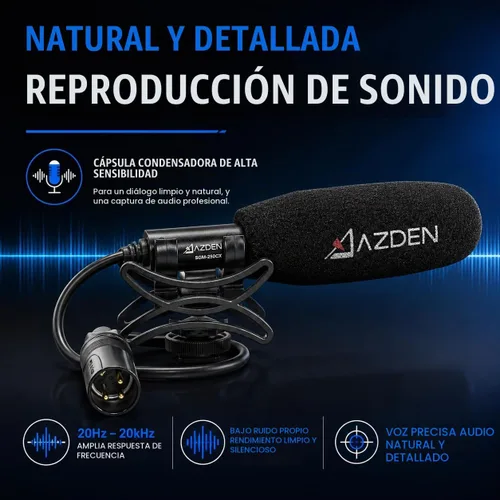 Vista 7 de Azden SGM-250CX Micrófono compacto profesional de escopeta Cine